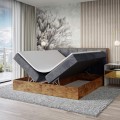 Łóżko ciemnoszare boxspring z pojemnikami WOODIN 8-otwarte.