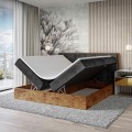 Łóżko czarne boxspring z pojemnikami WOODIN 8-otwarte.