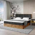 Łóżko czarne boxspring z pojemnikami WOODIN 8-zamknięte.