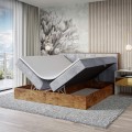 Łóżko jasnoszare boxspring z pojemnikami WOODIN 8-otwarte