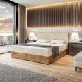 Łóżko beżowe boxspring z pojemnikiem WOODIN 9-zamknięte.
