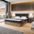 Łóżko czarne boxspring z pojemnikiem WOODIN 9-zamknięte.
