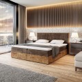 Łóżko brązowe boxspring z pojemnikiem WOODIN 9-zamknięte.