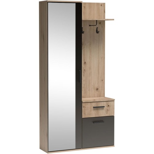 Garderoba z lustrem LUX w kolorze artisan-czarny.