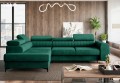 Parto narożnik do salonu w zielonej tkaninie.