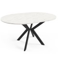 Stół okrągły rozkładany 100-140 cm LEJA rozłożony marmur bianco