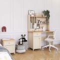 Biurko z nadstawką do pokoju dziewczynki STORY  beż piaskowy dąb vincenza bielona.