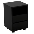 Kontenerek na kółkach do biurka w czarnym kolorze-zamknięty.