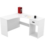 Biurko białe narożne z szufladą 155 cm Corner