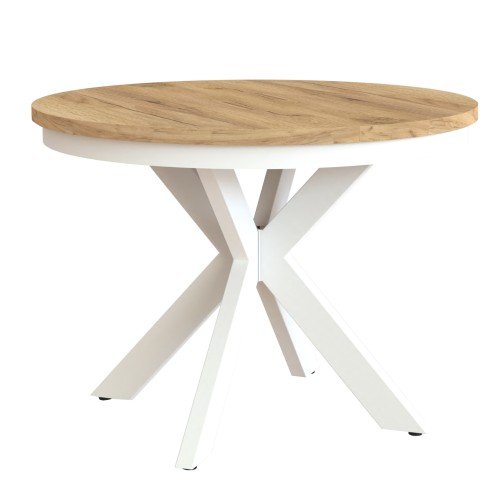 Stół KONO nowoczesny biała podstawa , blat dąb kraft.