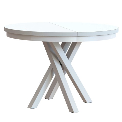 Stół KRIS rozkładany okrągły biała podstawa-blat biały.