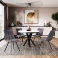 Aranżacja stołu złożonego KRIS biały biały nogi czarne z krzesłem MODI.
