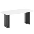 Stół rozkładany ARKADI na czarnym stelażu-biel arktyczna.