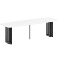 Stół rozłożony ARKADI na czarnym stelażu-biel arktyczna.