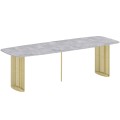 Stół złożony ARKADI złoty stelaż- blat bellato szary.