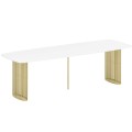 Stół rozłożony ARKADI złoty stelaż-biel arktyczna.