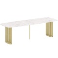 Stół rozłożony ARKADI złoty stelaż-marmur bianco.