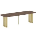Stół rozłożony ARKADI złoty stelaż-orzech francklin.