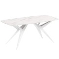 Stół AKIS rozkładany nowoczesny na białej podstawie-marmur bianco.