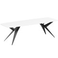 Stół AKIS rozłożony nowoczesny na czarnej podstawie-biel arktyczna.