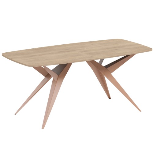 Stół AKIS z funkcją rozkładania nowoczesny na miedzianej podstawie-teracotta cremona.