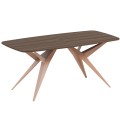 Stół AKIS z funkcją rozkładania nowoczesny na miedzianej podstawie-orzech franklin.