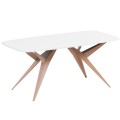 Stół AKIS z funkcją rozkładania nowoczesny na miedzianej podstawie-biel arktyczna.