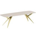 Stół AKIS rozłożony nowoczesny na złotej podstawie-kaszmir.