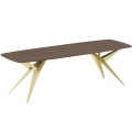 Stół AKIS rozłożony nowoczesny na złotej podstawie-orzech frankklin.