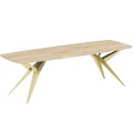 Stół AKIS rozłożony nowoczesny na złotej podstawie-sonoma.