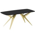 Stół AKIS z funkcją rozkładania nowoczesny na złotej podstawie-czarny.