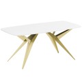 Stół AKIS z funkcją rozkładaninowoczesny na złotej podstawie-biel arktyczna.