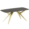 Stół AKIS z funkcją rozkładania nowoczesny na złotej podstawie-dark chicago.