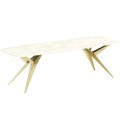 Stół AKIS rozłożony nowoczesny na złotej podstawie-chromix.