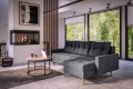 Narożnik do salonu na nóżkach SCANDO L grafitowy Maldo 95-aranżacja- strona prawa.