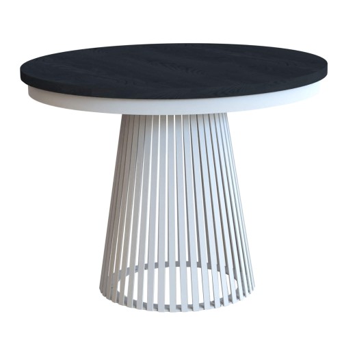 Stół rozkładany do salonu LAMELIO w białej podstawie-blat czarny.