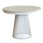 Stół biały z kaszmirowym blatem rozkładany LAMELIO 100-176 cm