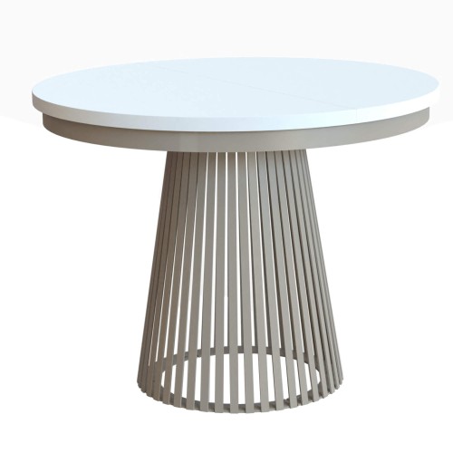 Stół rozkładany z lamelami LAMELIO w kaszmirowej podstawie-blat biały.