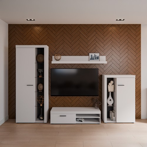 Meblościanka do pokoju dziennego biała OKTAWIA.