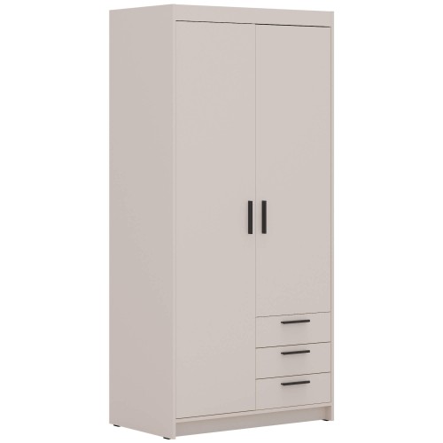 Szafa beżowa dwudrzwiowa lena otwarta BP02 3S z szufladami.