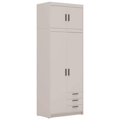 Szafa dwudrzwiowa lena beżowa zamknięta z szufladami BP02 3S naelbp 02.