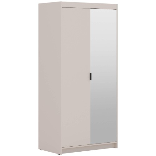 Szafa dwudrzwiowa z lustrem LENA BP02 2D zamknięta- beż-widok z boku.jpg