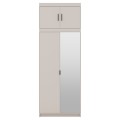 Szafa dwudrzwiowa z lustrem LENA BP02 2D zamknięta z nadstawką naelbp02 beż.