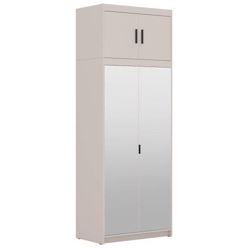 Szafa nowoczesna dwudrzwiowa z lustrem LENA BP02 LUSTRO zamknięta z nadstawką nael bp02- beż.jpg