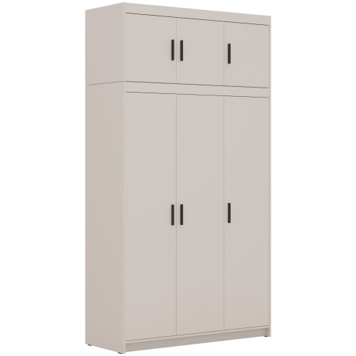 Szafa garderoba trzydrzwiowa bez lustra LENA BP03 z nadstawką naelbp03 beżowa-zamknięta.