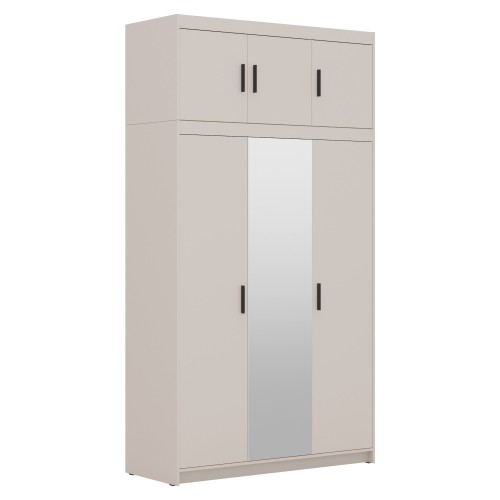 Szafa trzydrzwiowa lustro LENA BP03 LUSTRO beżowa z nadstawką naelbp03-widok z boku.