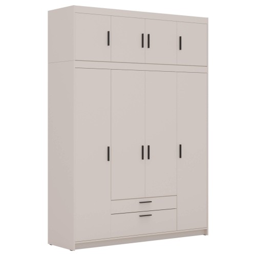 Garderoba beżowa uchylna z szufladami LENA BP04 2S z nadstawką NAELBP04.