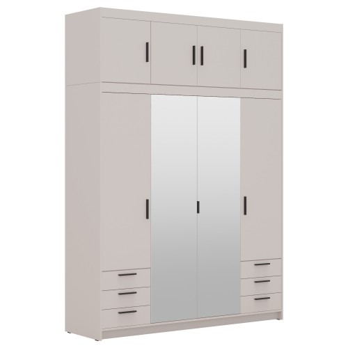 Szafa nowoczesna beżowa LENA BP046Sa nadstawką nael bo04 z lustrem.