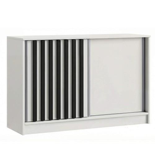 Komoda z lamelami przesuwna LAMI biały-czarny.