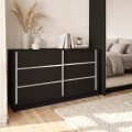 Komoda przesuwna nowoczesna do salonu ARIA czarna ze szprosami.